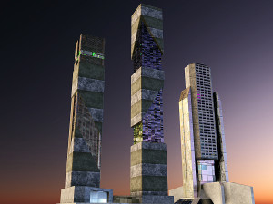 Set of 17 CyberPunk buildings 3D 모델
