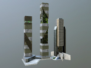 Set of 17 CyberPunk buildings 3D 모델