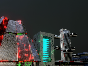 Set of 17 CyberPunk buildings 3D 모델
