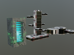 Set of 17 CyberPunk buildings 3D 모델