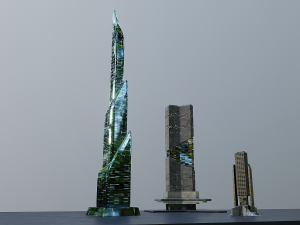Set of 17 CyberPunk buildings 3D 모델