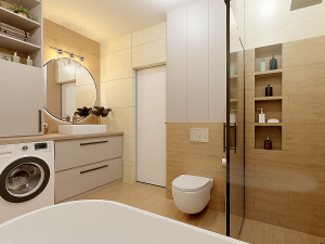 Beige modern bathroom 3D Model