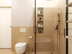 Beige modern bathroom Modello 3D