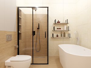 Beige modern bathroom Modello 3D