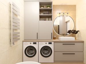 Beige modern bathroom Modello 3D