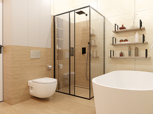 Beige modern bathroom Modello 3D