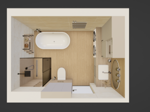 Beige modern bathroom Modello 3D