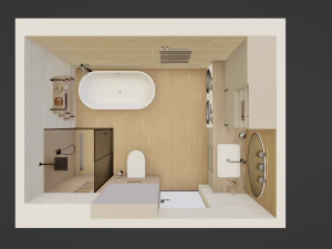 Beige modern bathroom 3D Model