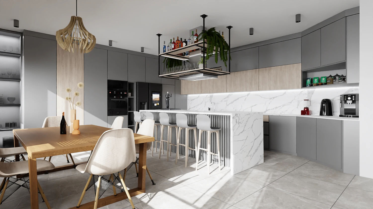 Big Modern Stile Kitchen 3D Model .c4d .max .obj .3ds .fbx .stl .blend 