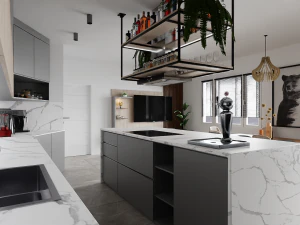 Big Modern Stile Kitchen 3D Model