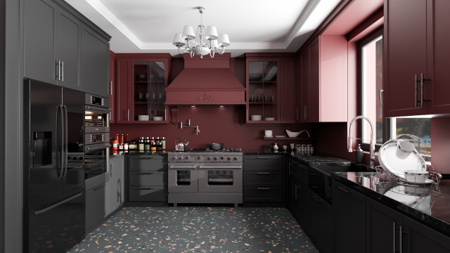 Red Kitchen New York Model 3D .c4d .max .obj .3ds .fbx .stl .blend 