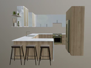 WhiteWood Kitchen 3D Model