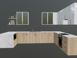 WhiteWood Kitchen 3D Model