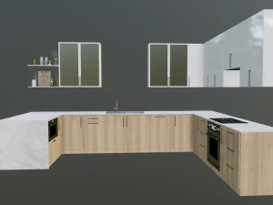WhiteWood Kitchen 3D Model