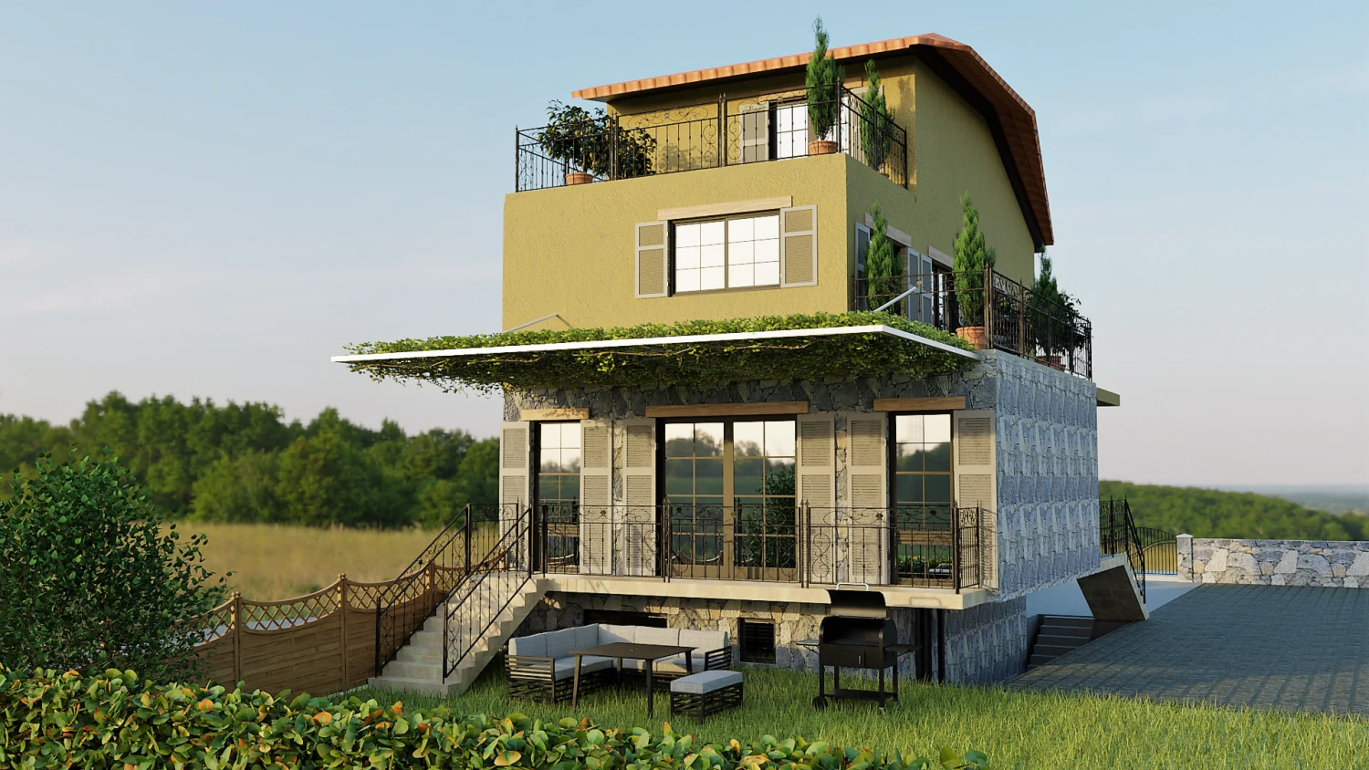 Provence House 3D Model .c4d .max .obj .3ds .fbx .stl .blend 
