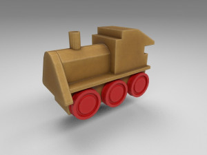 stylized wooden train 3D Model