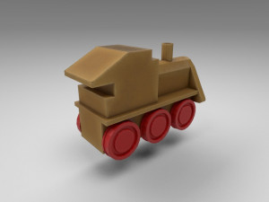 stylized wooden train Modello 3D