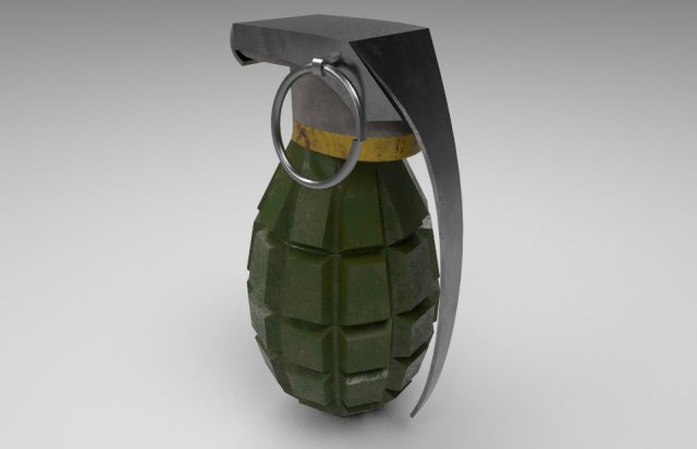 military stylized hand granade 3D Model .c4d .max .obj .3ds .fbx .stl .blend