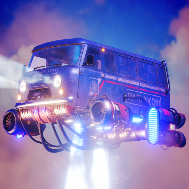 Soviet flying car 3D Model .c4d .max .obj .3ds .fbx .stl .blend 