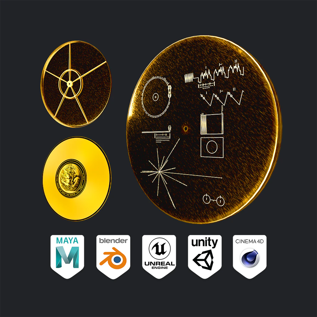 voyager golden record 3D Model .c4d .max .obj .3ds .fbx .stl .blend