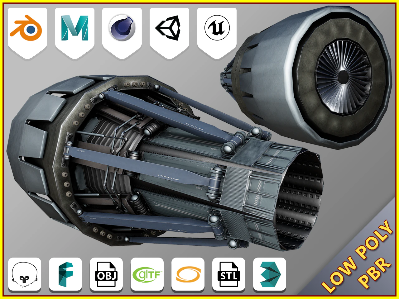 moteur de propulseur de fus&eacute;e Modèle 3D .c4d .max .obj .3ds .fbx .stl .blend 