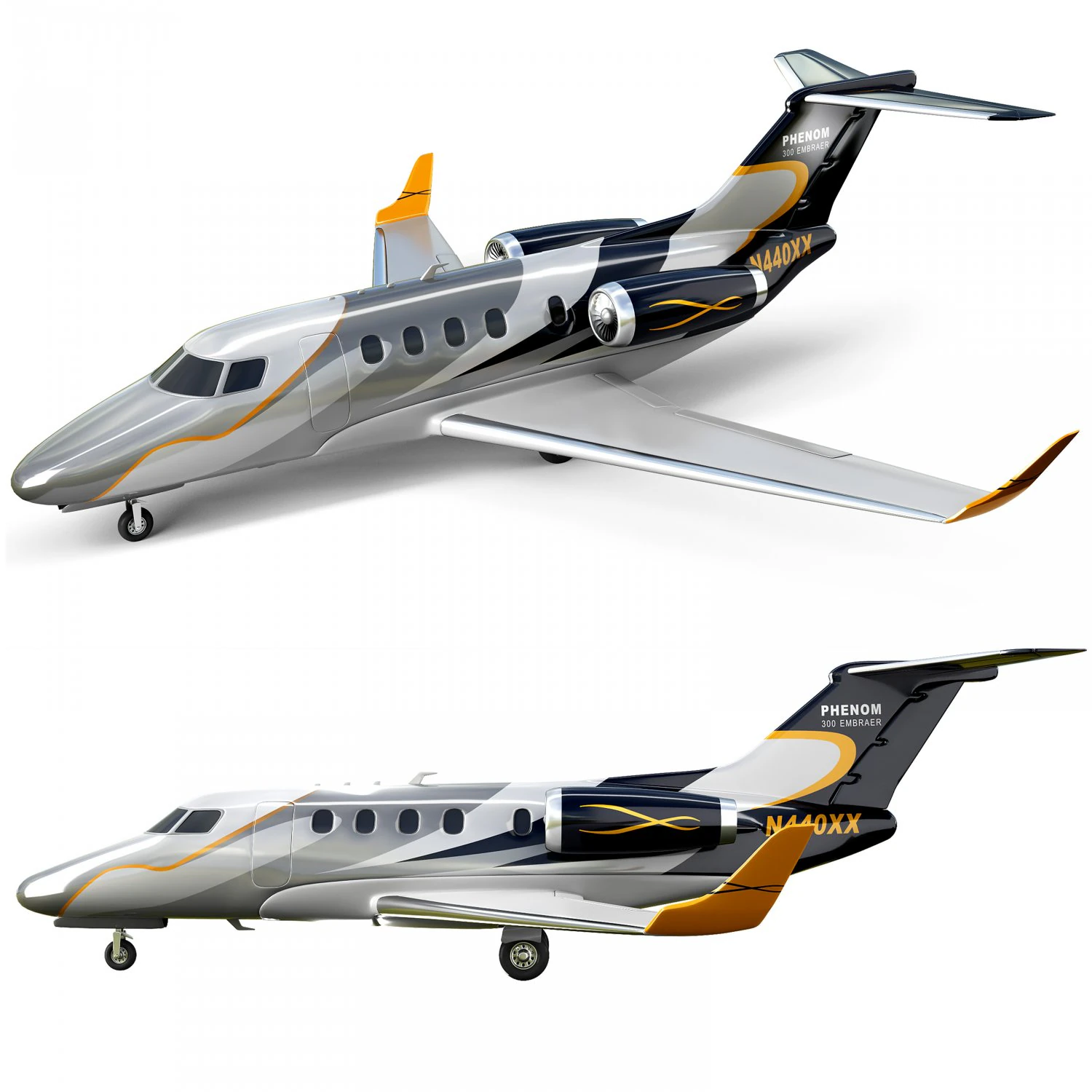 airplanephenom-300 3D Model .c4d .max .obj .3ds .fbx .stl .blend