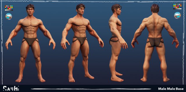 Low Poly Muscular Body Base Mesh Modelo 3D in homem 3DExport