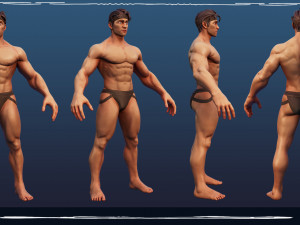 Stylized Male Anatomy Game Model Basemesh Low-poly 3D Model