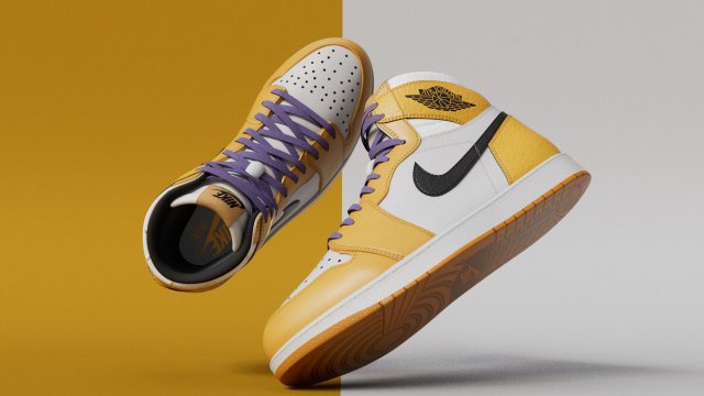 AirJordan 1 Retro HighOG Color Orange Modelo 3D .c4d .max .obj .3ds .fbx .stl .blend 