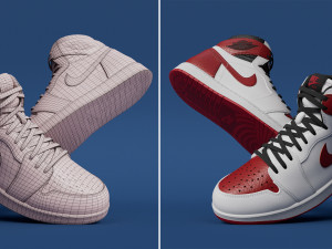 Model 3D Air Jordan 1 Retro High OG Red Modelo 3D