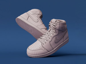 Model 3D Air Jordan 1 Retro High OG Red Modelo 3D