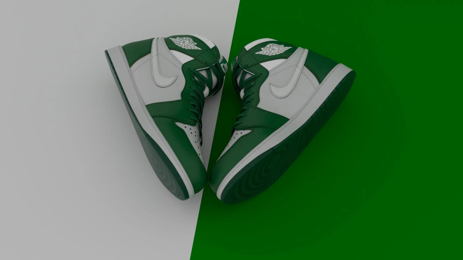 AirJordan 1 Retro HighOG Color Green 3D Model .c4d .max .obj .3ds .fbx .stl .blend 