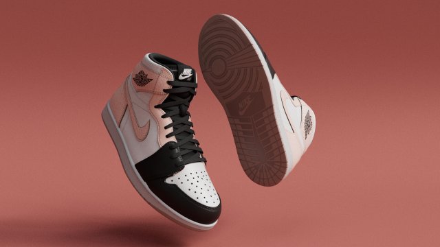 AirJordan 1 Retro HighOG Color Pink Girl 3D Model .c4d .max .obj .3ds .fbx .stl .blend 