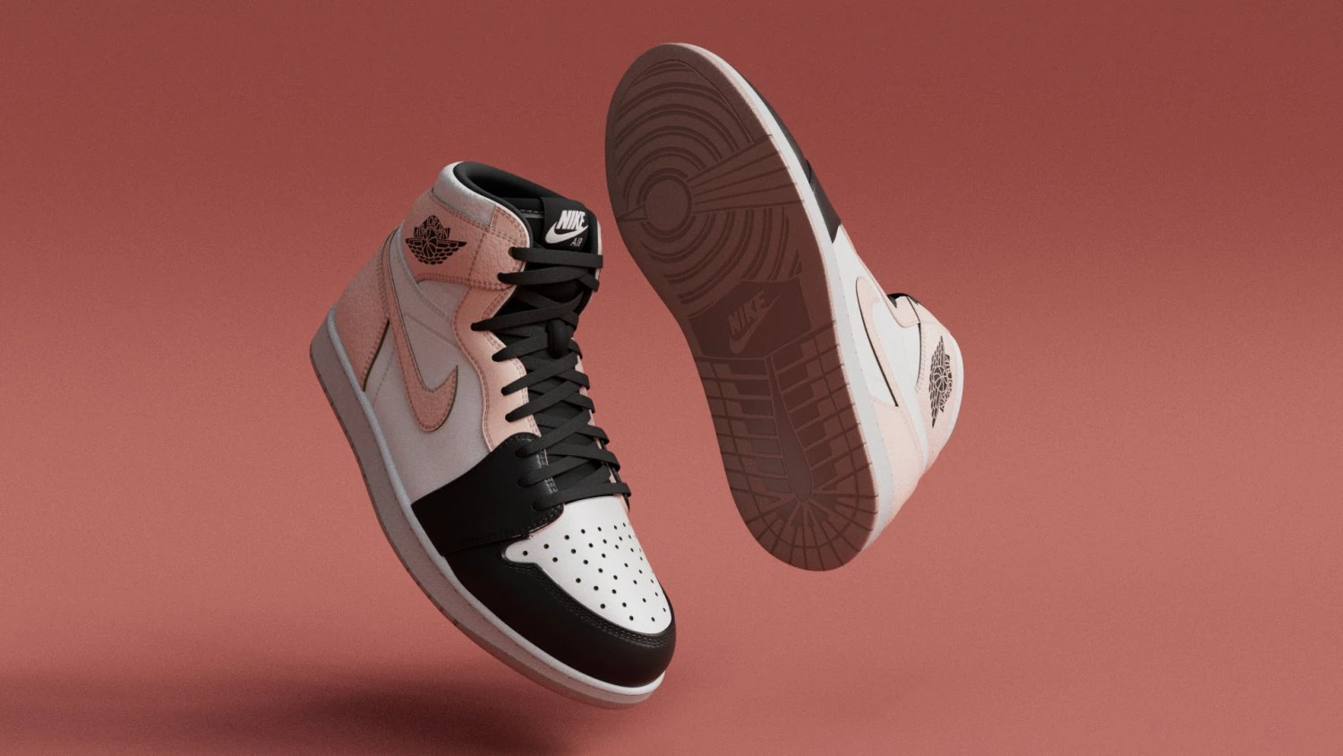 AirJordan 1 Retro HighOG Color Pink Girl 3D Model .c4d .max .obj .3ds .fbx .stl .blend 