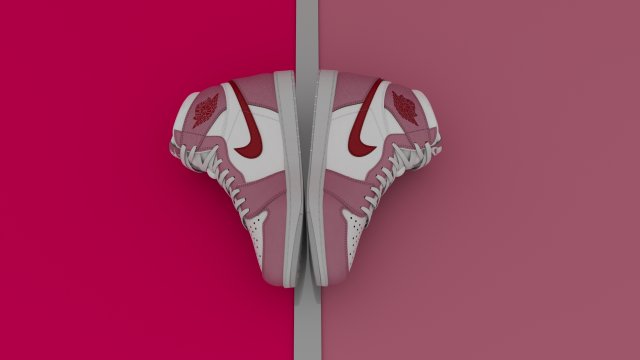 AirJordan 1 Retro HighOG Color Pink Red Girls Modelo 3D .c4d .max .obj .3ds .fbx .stl .blend 