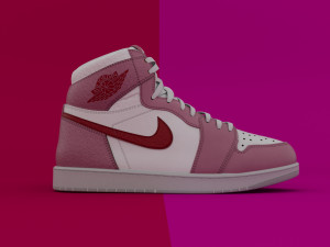 AirJordan 1 Retro HighOG Color Pink Red Girls Modelo 3D