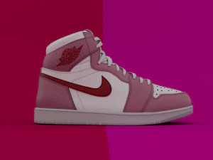 Air Jordan 1 Retro High OG Couleur Rose Rouge Filles Modèle 3D