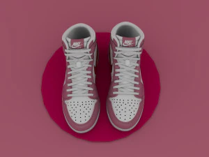 Air Jordan 1 Retro High OG Couleur Rose Rouge Filles Modèle 3D