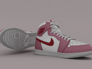Air Jordan 1 Retro High OG Couleur Rose Rouge Filles Modèle 3D