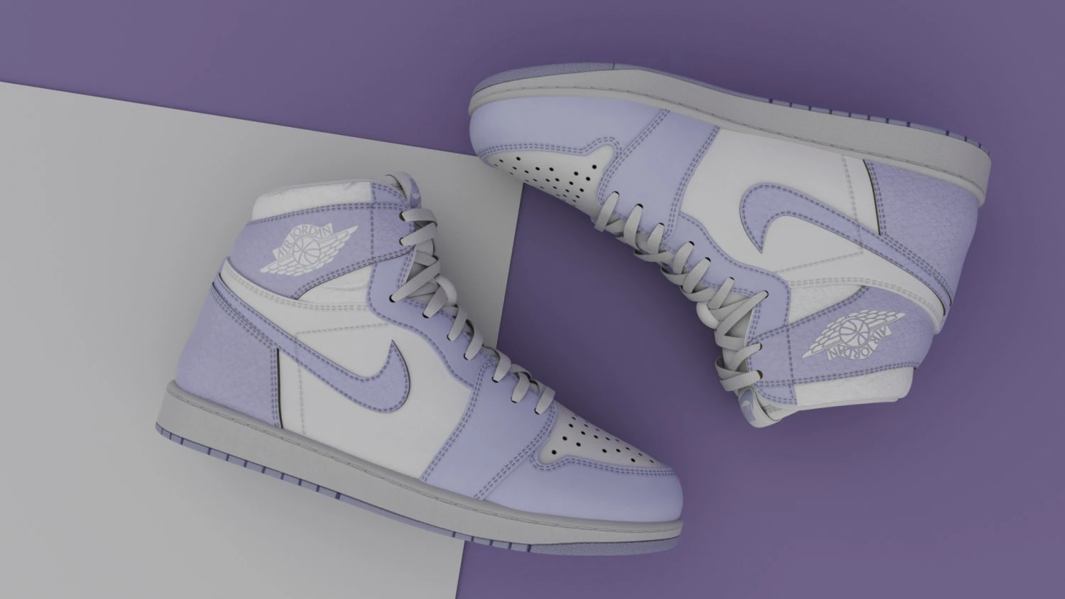 AirJordan 1 Retro HighOG Purple 3D Model .c4d .max .obj .3ds .fbx .stl .blend 