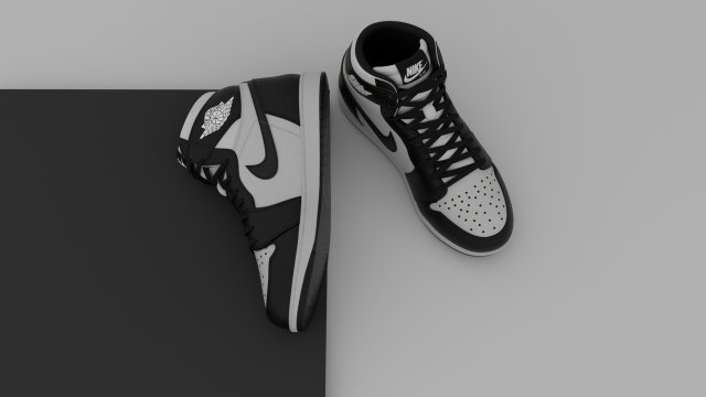 AirJordan 1 Retro HighOG Black White 3D Model .c4d .max .obj .3ds .fbx .stl .blend 