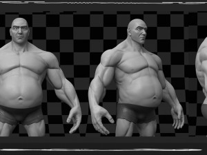 Stylized Fat Man Anatomy Game 3D Model