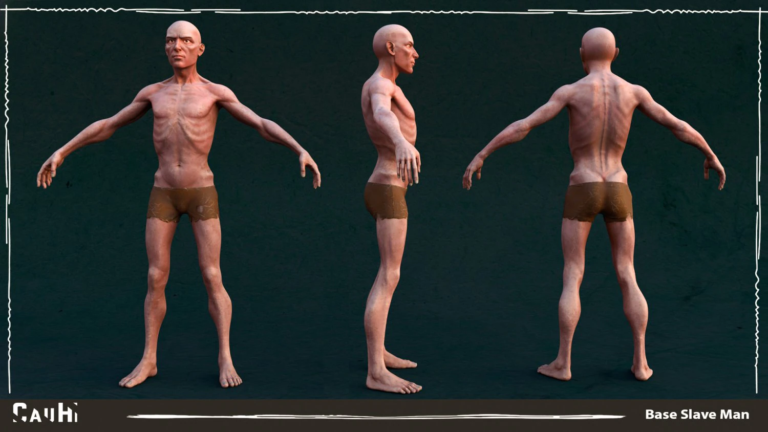 Stylized SlaveMan Anatomy Game 3D Model .c4d .max .obj .3ds .fbx .stl .blend 
