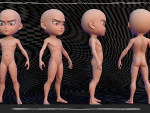 Body Boy stile Chibi Modello 3D
