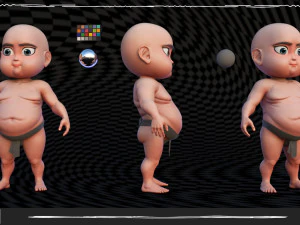 चिबी फैट सूमो लो-पॉली 3D मॉडल