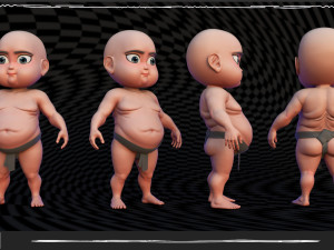 Chibi Fat Sumo Low-poly Modello 3D