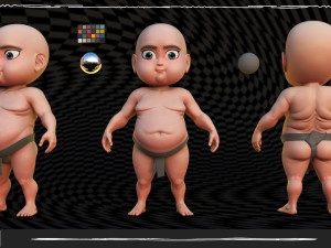 Chibi Fat Sumo Low-poly Modello 3D