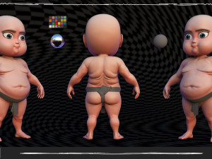 Chibi Fat Sumo Low-poly Modello 3D