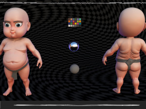 Chibi Fat Sumo Low-poly Modello 3D