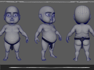 Chibi Fat Sumo Low-poly Modello 3D